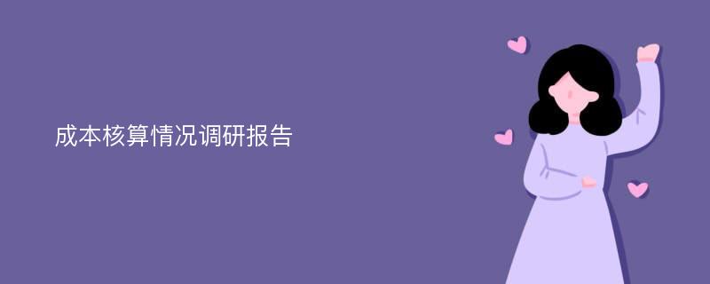 成本核算情况调研报告