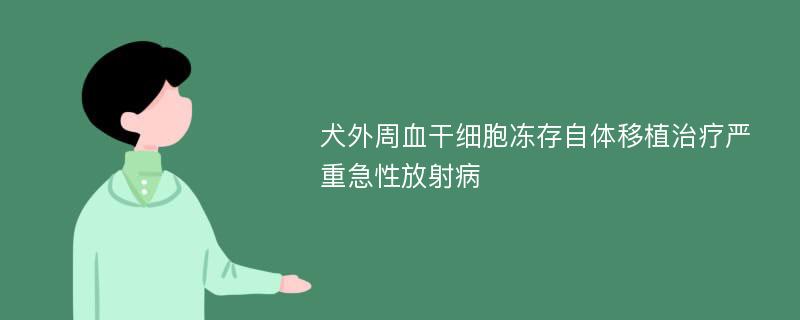 犬外周血干细胞冻存自体移植治疗严重急性放射病