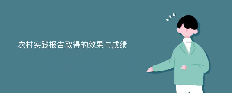 农村实践报告取得的效果与成绩