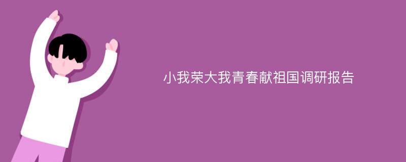 小我荣大我青春献祖国调研报告