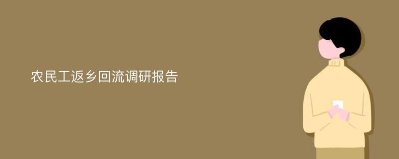 农民工返乡回流调研报告