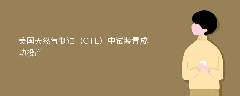 美国天然气制油（GTL）中试装置成功投产