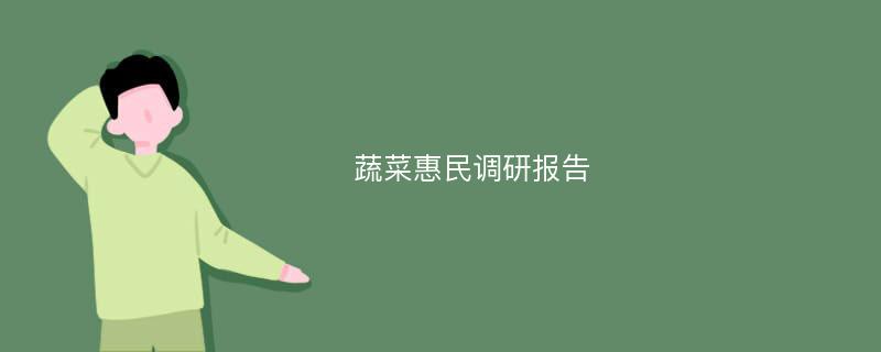 蔬菜惠民调研报告